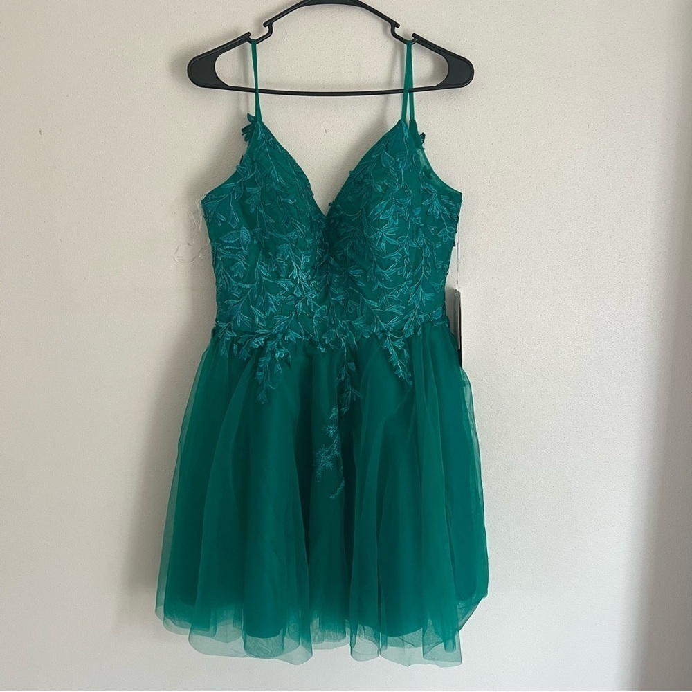 STACEES Hunter Green A Line Tulle Homecoming Dress Size 12 NWT